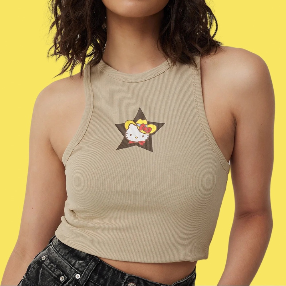 tan/beige cowboy hello kitty tank top/crop top 🎀